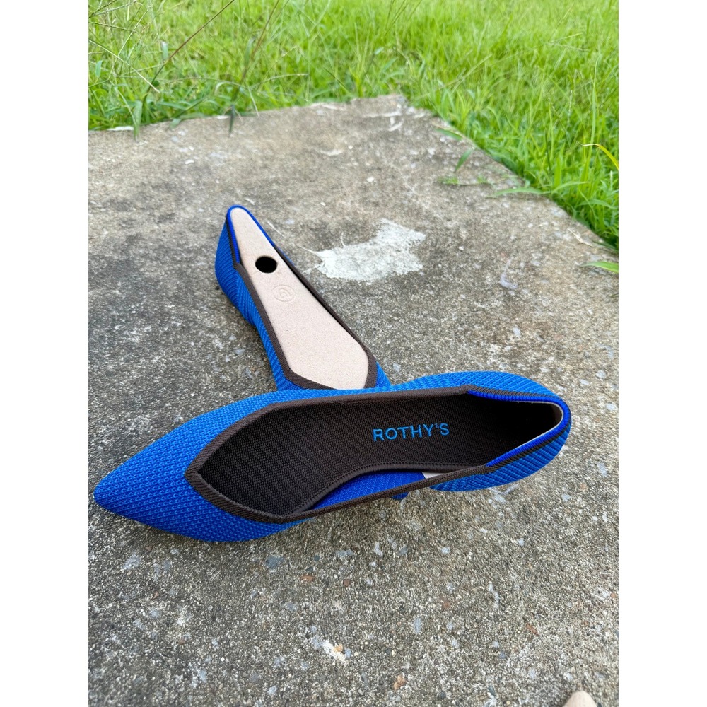 Rothys The Point Cobalt Blue Knit Pointed Toe Flats Shoes Women 8.5 - Picture 5 of 5